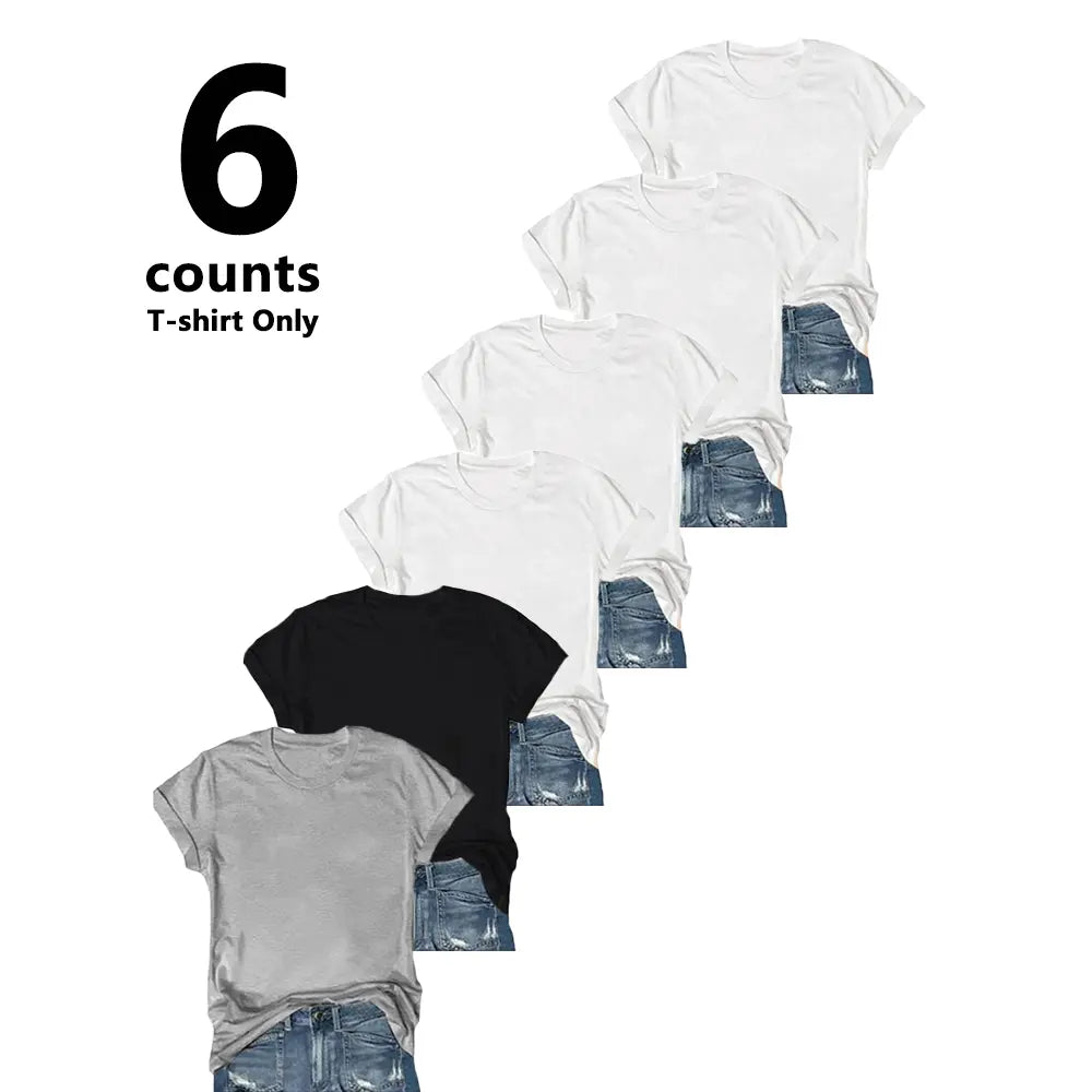 【Limited Time Deal】Women'S Short Sleeve T-Shirts Multipack, Solid Color round Neck Casual Tee Tops Women Underwear（T-Shirt Only）
